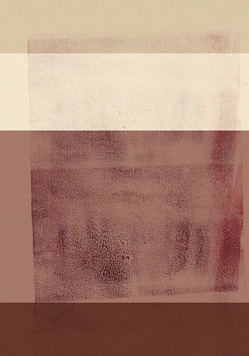 Abstract minimalistisch landschap in wit, donkerrood en terracotta.