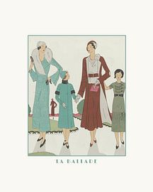 La ballade | Spaziergang mit den Kindern | Schickes Art Deco Historischer Modedruck von NOONY