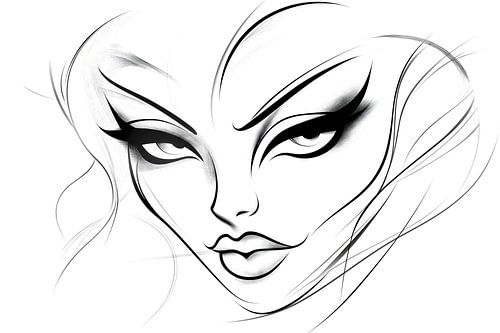 Woman with flowing hair