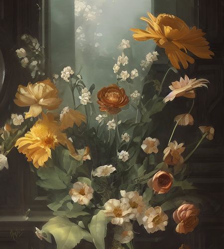 Dromerig boeket in geel en roze