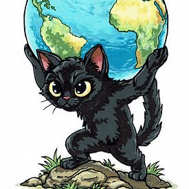 Atlas chat du monde et pour le monde sur Aafke's Art