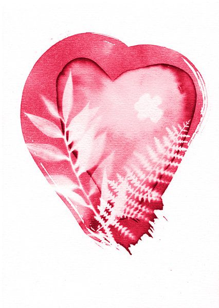 Red heart with leaves by Lies Praet