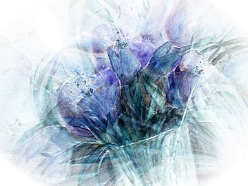 Bleu tulipes - abstraites peinture sur Christine Nöhmeier