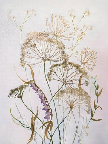 Japandi Art.  Gouden dorre grassen