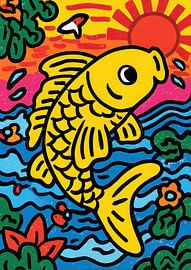 Bunter Koi Fisch Cartoon von Niklas Maximilian