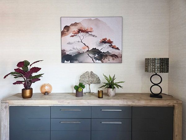Klantfoto: Japandi Art: Japans ZEN Berglandschap van Studio Pieternel, als ArtFrame