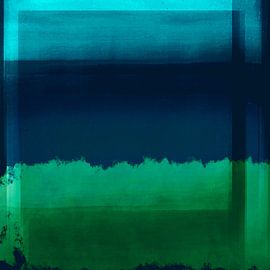 Leuchtende Farbblöcke. Moderne abstrakte Kunst in Neonfarben. Blau und Grün von Dina Dankers