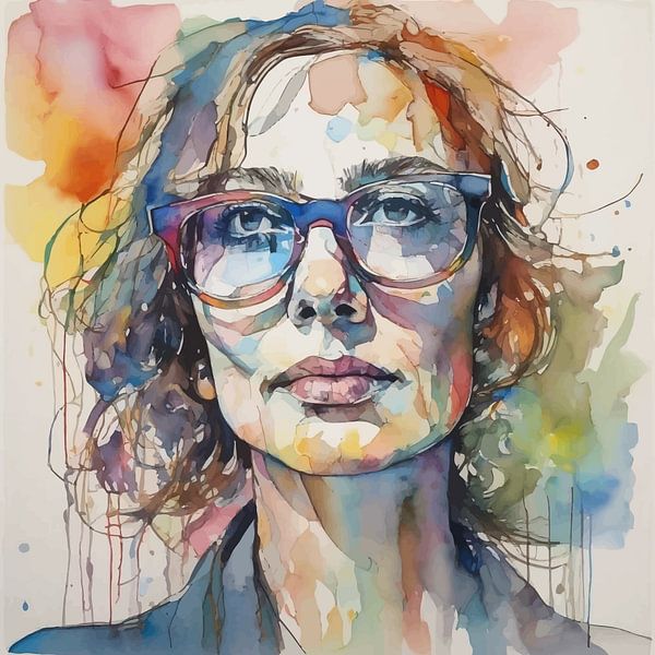 Minimalistisch aquarelschilderij van een vrouw van MIROKKU