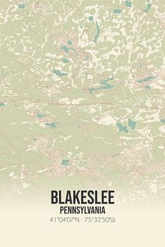 Carte ancienne de Blakeslee (Pennsylvanie), USA. sur Rezona