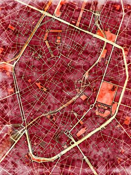Kaart van Brussel centrum in de stijl 'Amber Autumn' van Maporia