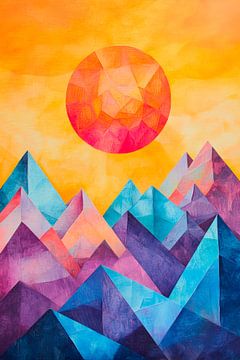 Colourful mountains under a radiant sun by Poster Art Shop
