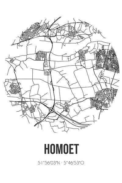 Homoet (Gelderland) | Map | Black and white by Prints of Place