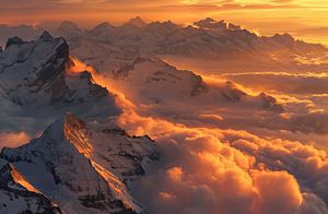 Sonnenuntergang: Berge und Wolken