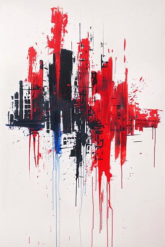 Abstracte dynamische stad op witte achtergrond