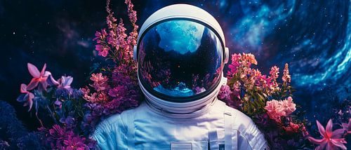 Astronaut in een bloeiend universum