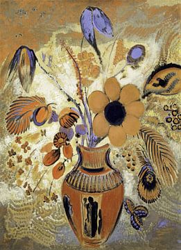Stilleven etruscan vase with flowers van Gisela - Art for you