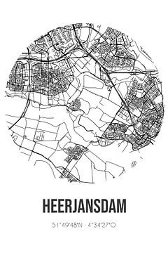 Heerjansdam (Zuid-Holland) | Landkaart | Zwart-wit van MijnStadsPoster