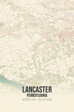 Carte ancienne de Lancaster (Pennsylvanie), Etats-Unis. sur Rezona