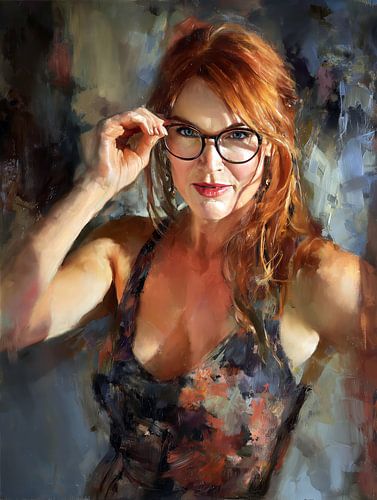 Femme rousse au regard intense sur Frank Heinz