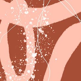 Abstract organic lines and shapes in terracotta and pink no. 4 by Dina Dankers