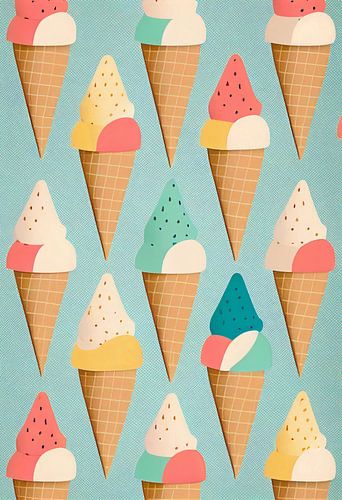 Colourful ice cream cones - Retro
