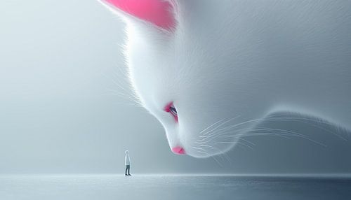 Chat et homme minimalisme panorama
