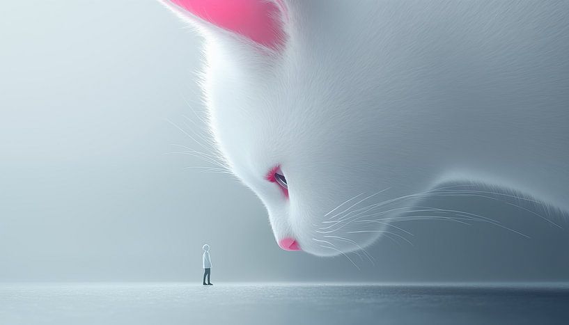 Katze und Mann Minimalismus-Panorama von TheXclusive Art