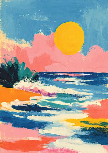 Dynamische baai met stralende zon