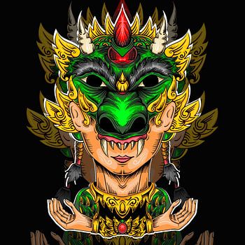 Bild eines Mannes mit einer Drachenmaske