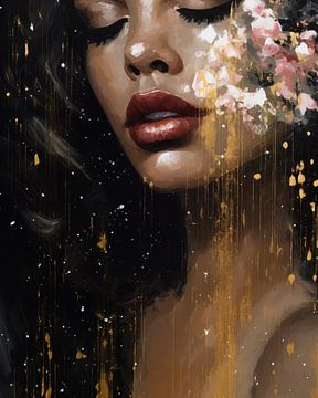 Dreamy portrait with gold accents by Carla Van Iersel