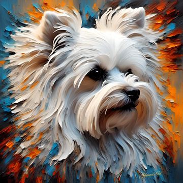 Hondenkunst - Maltezer hond 1 van Johanna's Art