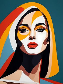 Pop Art Vrouwenportret Abstract Geometrische Kunst