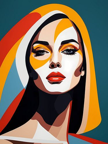 Pop Art Frau Porträt Abstrakte Geometrische Kunst