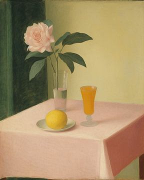 Nature morte avec une rose aux couleurs pastel sur Studio Allee