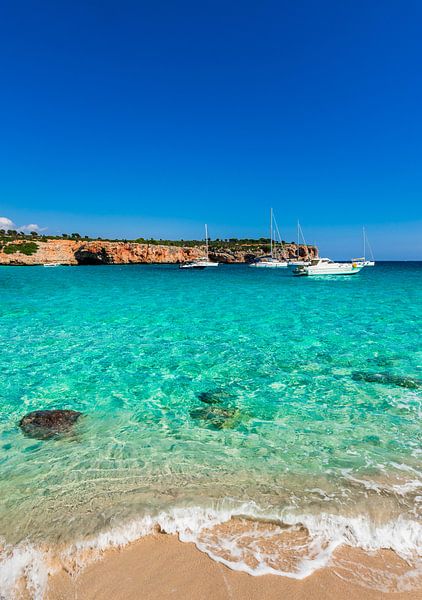 Idyllische baai met jachten boten aan de prachtige kust op Mallorca van Alex Winter