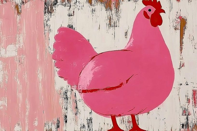 Pink Chickens | Brightly coloured Chicken in Pinks by Modern Collection
