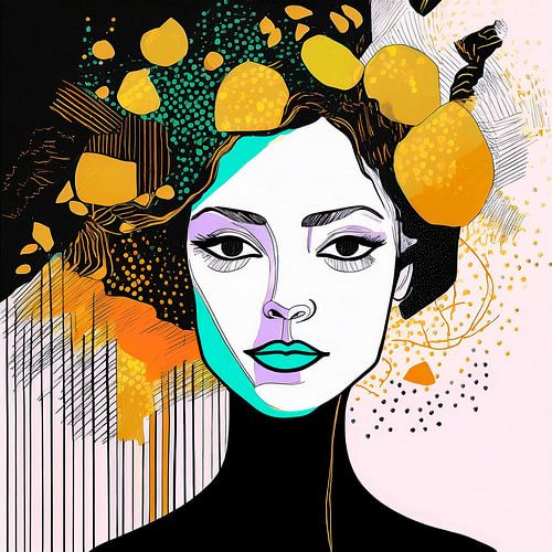 Abstracte collage Kleurrijk Vrouwenportret. Serie PopArt-7