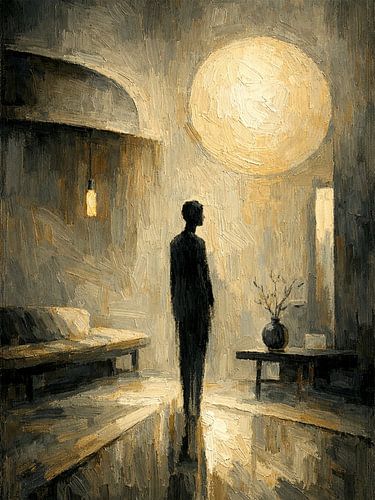 Einsame Silhouette unter dem Mond