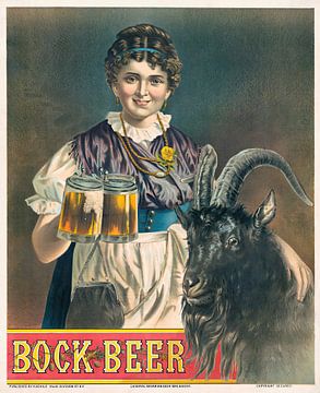 Henry Jerome Schile - Bock Bier, origineel Beiers biermeisje & bock (1885) van Peter Balan