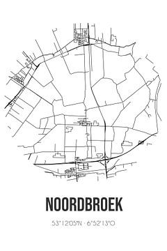 Noordbroek (Groningen) | Landkaart | Zwart-wit van Rezona