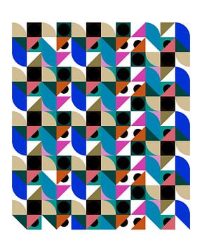 Retro abstract geïnspireerd door Piet Mondriaan II van Mad Dog Art