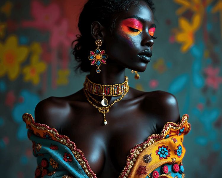 Surrealistisches Porträt einer dunkelhäutigen Frau von The Photo Artist