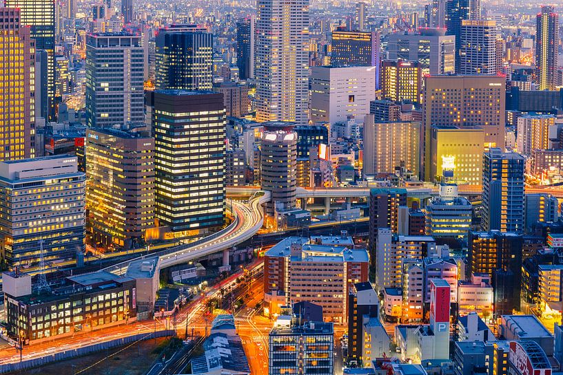 Osaka skyline van Marcel Tuit