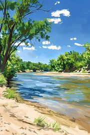 Digitale kunst van een serene rivier van Art & Soul Creations