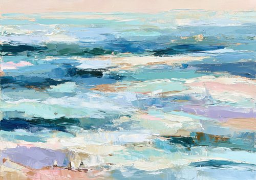 Abstract ocean waves in blue and pink