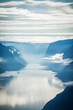 Calm Water and Clouds in the Lysefjord from Preikestolen