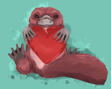 L'ornithorynque tenant un cœur