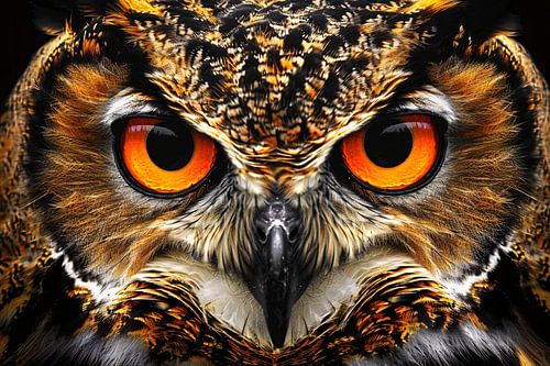 Close-up van Uilenogen met Intense Blik