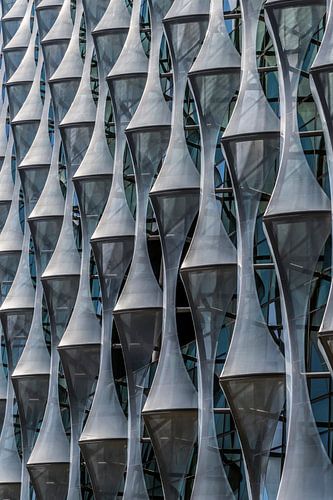 Detail photo of unusual shapes on the outside of a building