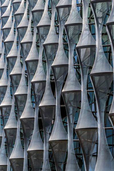 Detail photo of unusual shapes on the outside of a building by Bob Janssen